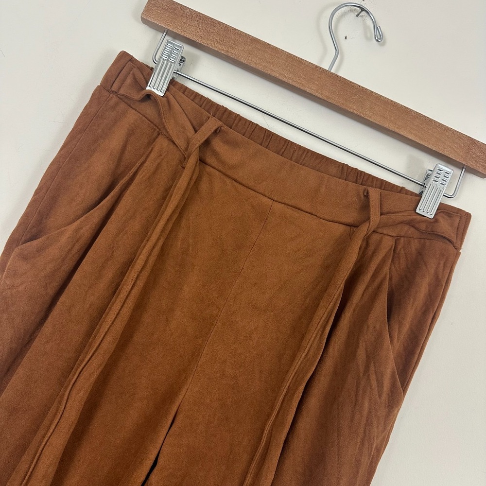 Blue Rain Pants Brown Stretch Belted Lounge Chic Soft Drawstring Womens Medium